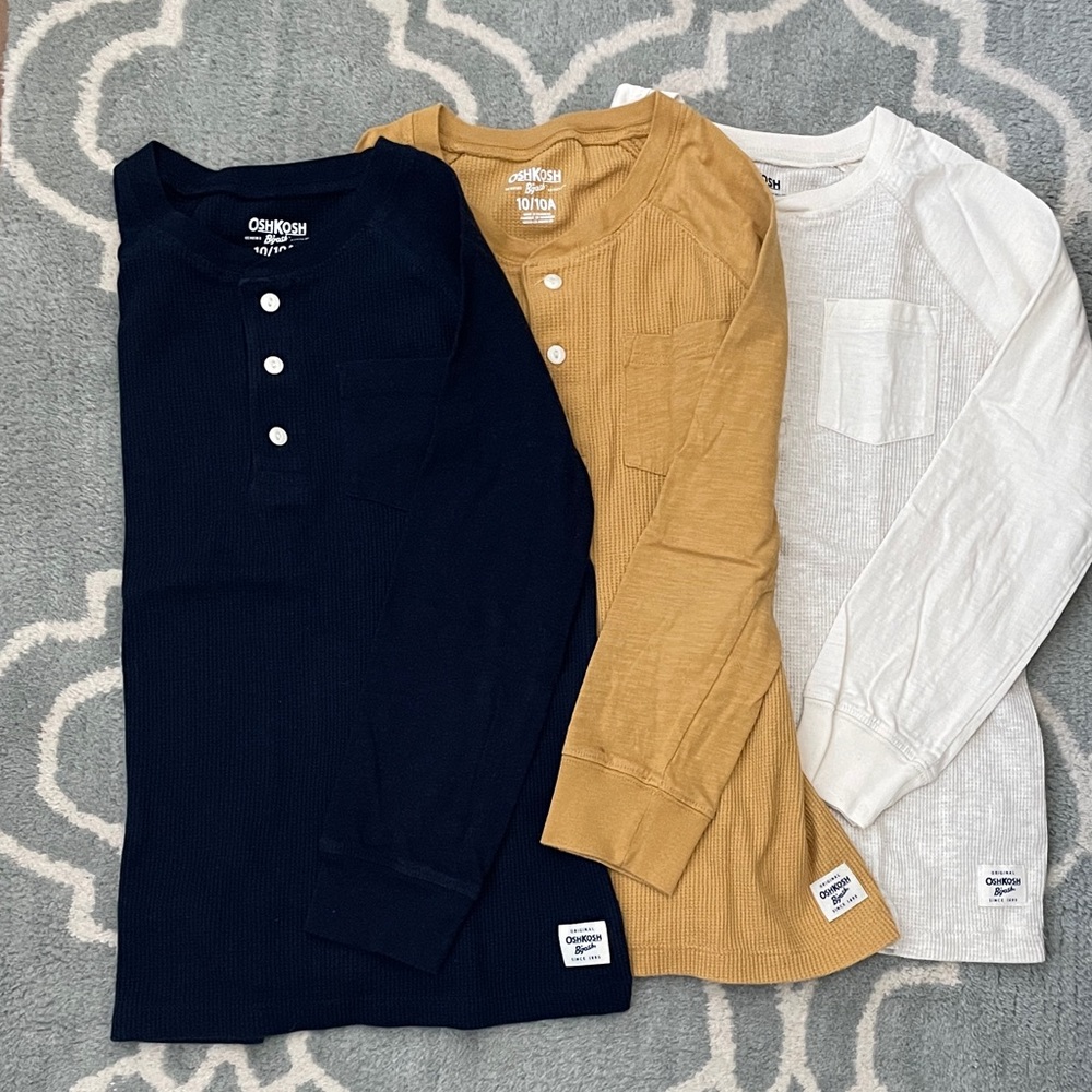 OshKosh B'gosh Ribbed Henley Trio - Navy, Mustard, White